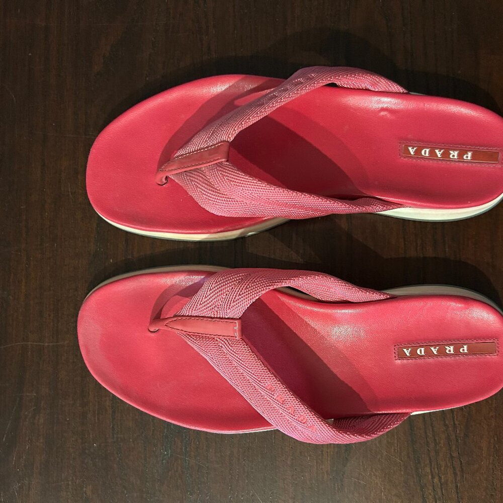 Prada Sport hot/bright pink slip flop sandal, size 6